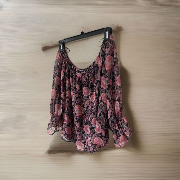Express Women's Vibrant Floral Colorful Romantic Popover Blouse NWOT Size‎ Small - Picture 3 of 6